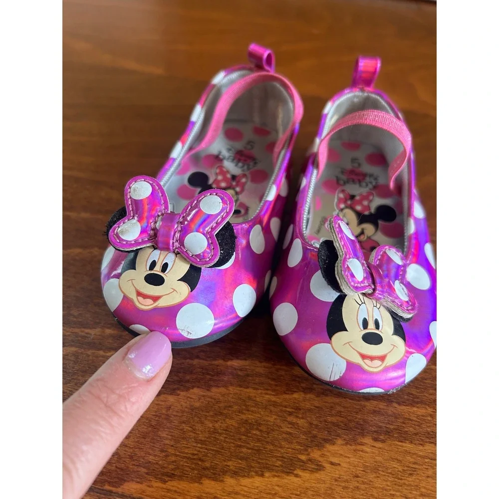 Disney Baby Minnie Mouse Pink Polka Dot Ballet Flats Toddler Girls Size 5